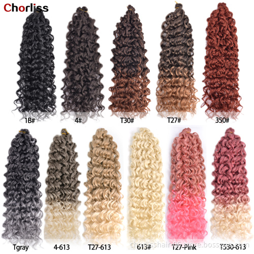 Wholesale High Quality 24 Inch Long Ombre Color Silky Ocean Wave Synthetic Braids Hair Hawaii With Curly Crochet Braiding Hair